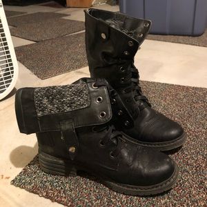 Black fold down combat boots